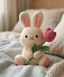 Alternative view of Handmade Crochet Bunny with Tulip