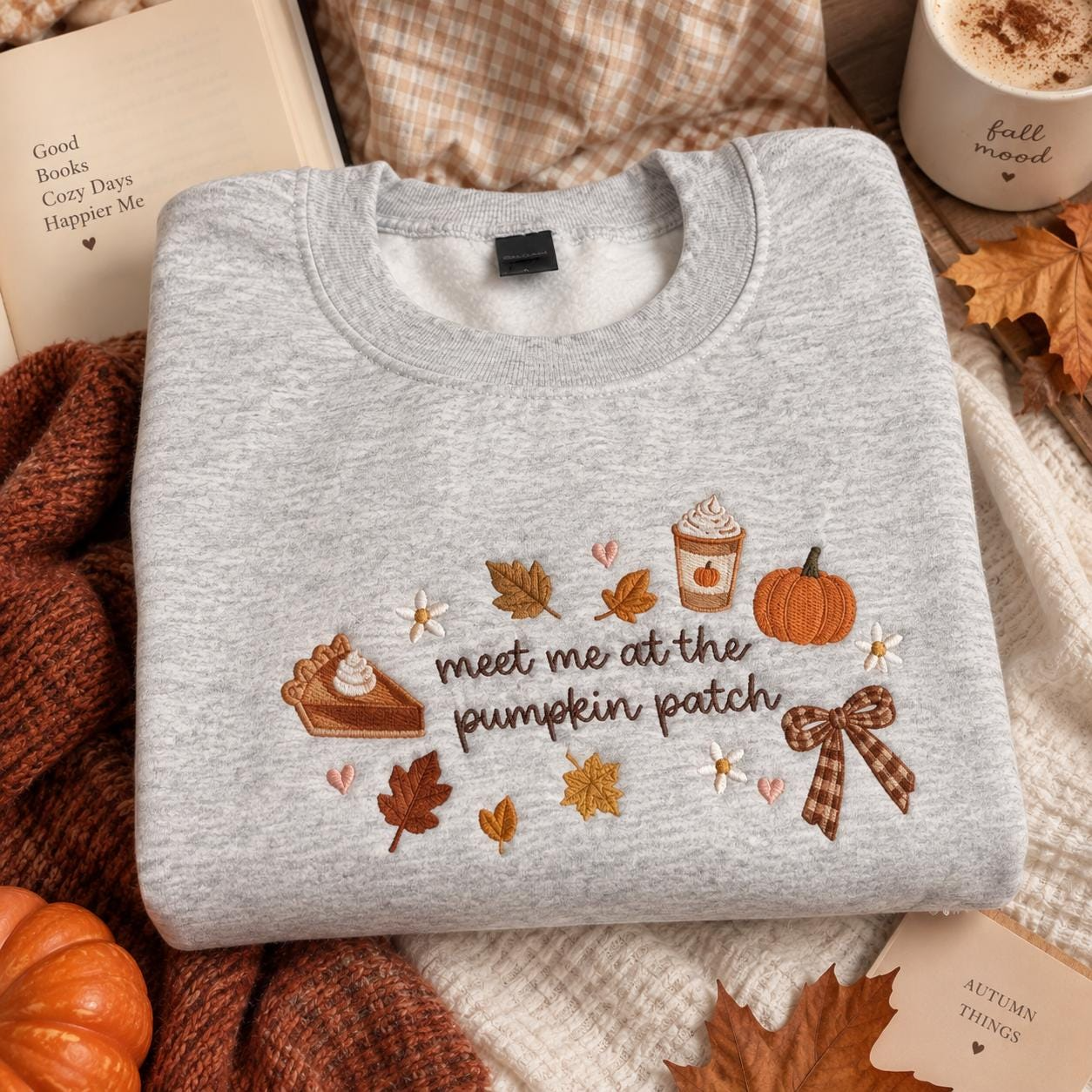 Fall Pumpkin Patch Sweatshirt, Autumn Embroidered Crewneck, Pumpkin Spice Cozy Pullover, Thanksgiving Sweater, Cute Fall Gift for Women - Image 2