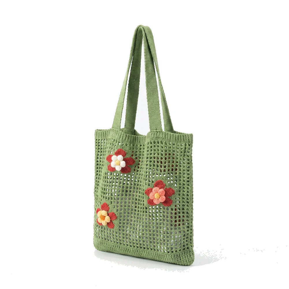 Handmade Crochet Floral Mesh Tote Bag