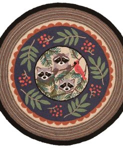 Handmade Woodland Raccoon Round Rug