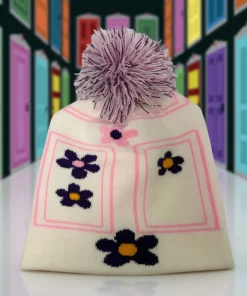 Handmade Floral Pom Pom Knit Beanie - Image 3