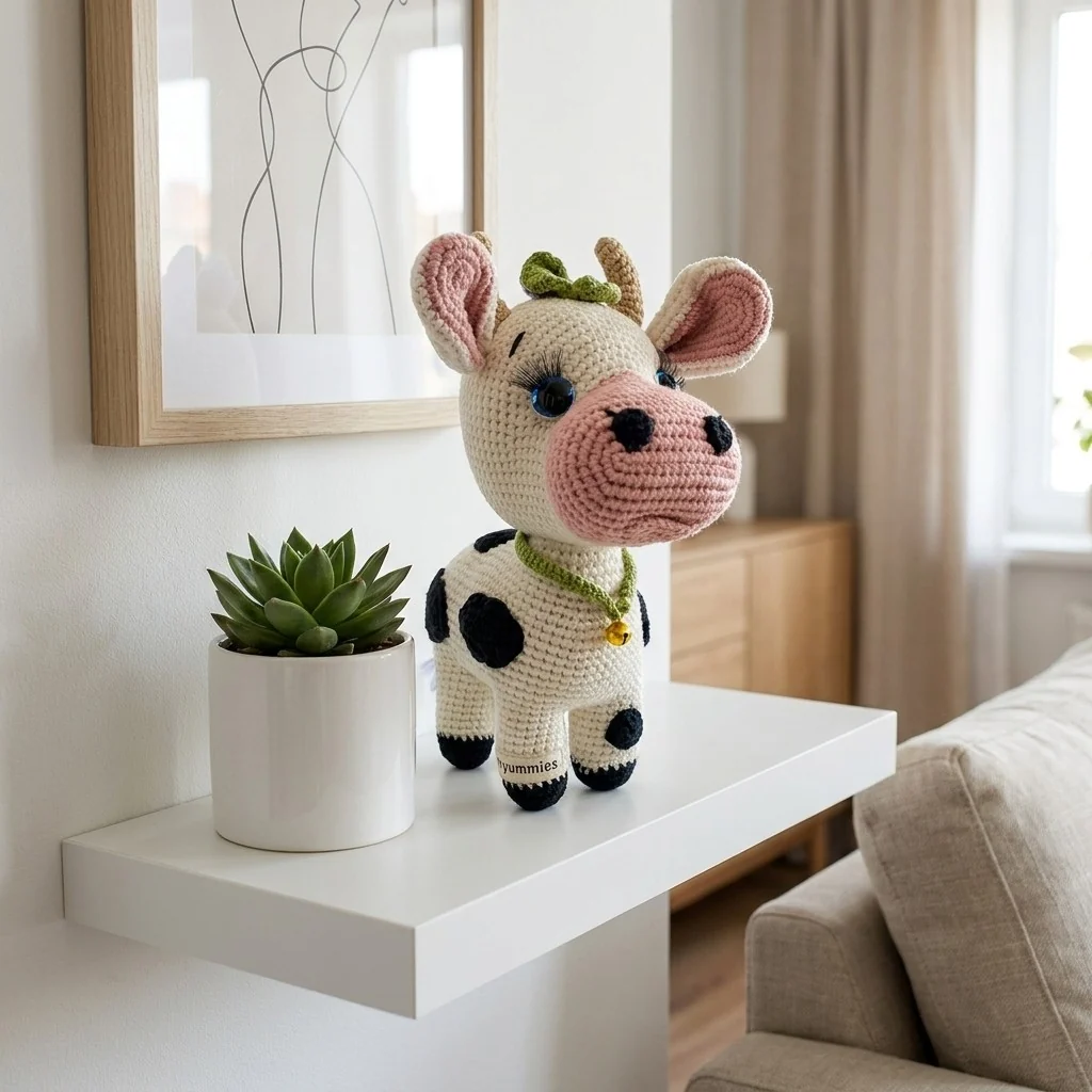 Handmade Crochet Cow Plush Toy